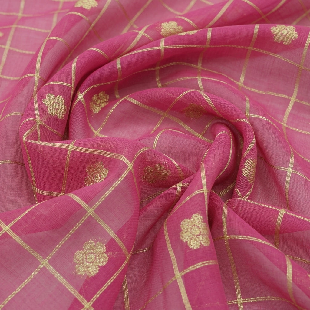 Checked Chanderi Cotton Fabric