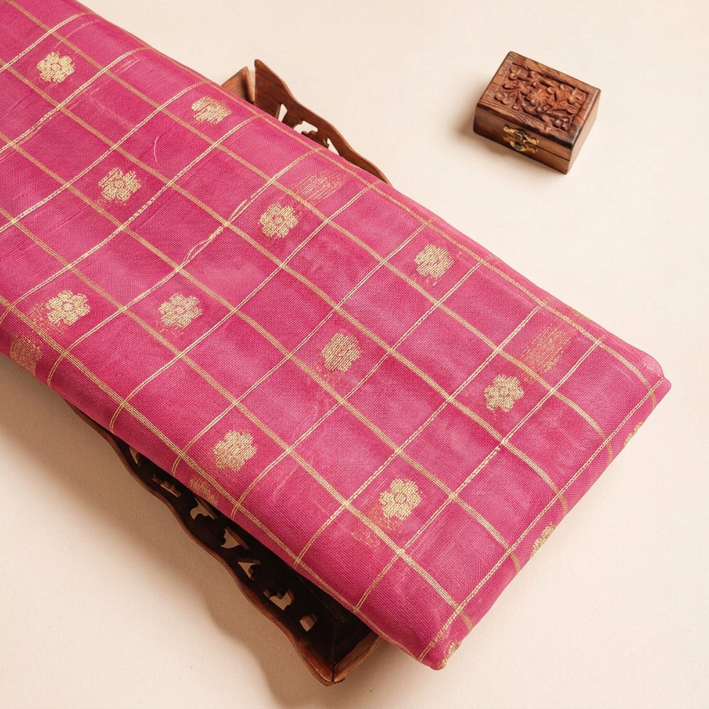 Checked Chanderi Cotton Fabric
