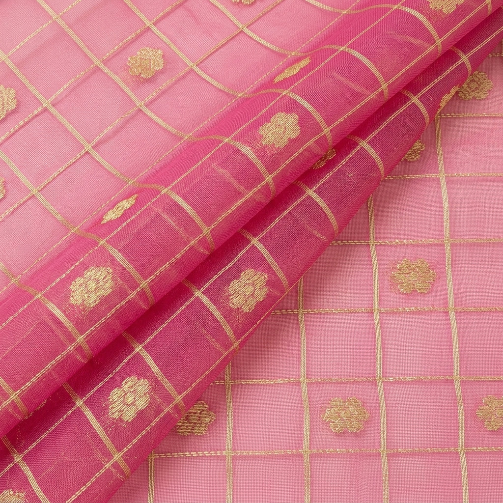 Checked Chanderi Cotton Fabric