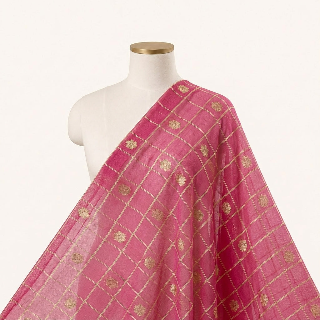 Checked Chanderi Cotton Fabric