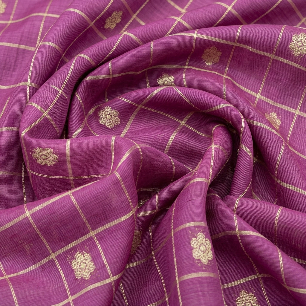 Checked Chanderi Cotton Fabric