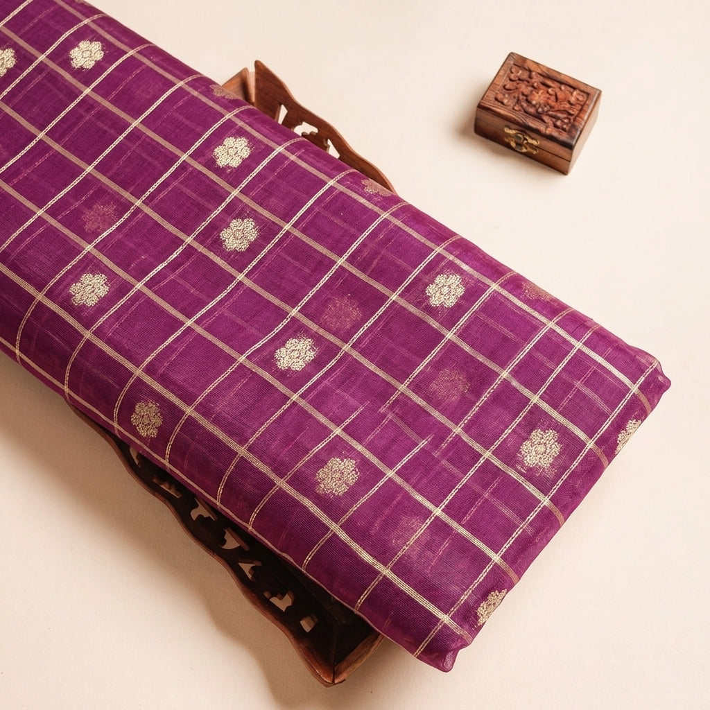 Checked Chanderi Cotton Fabric