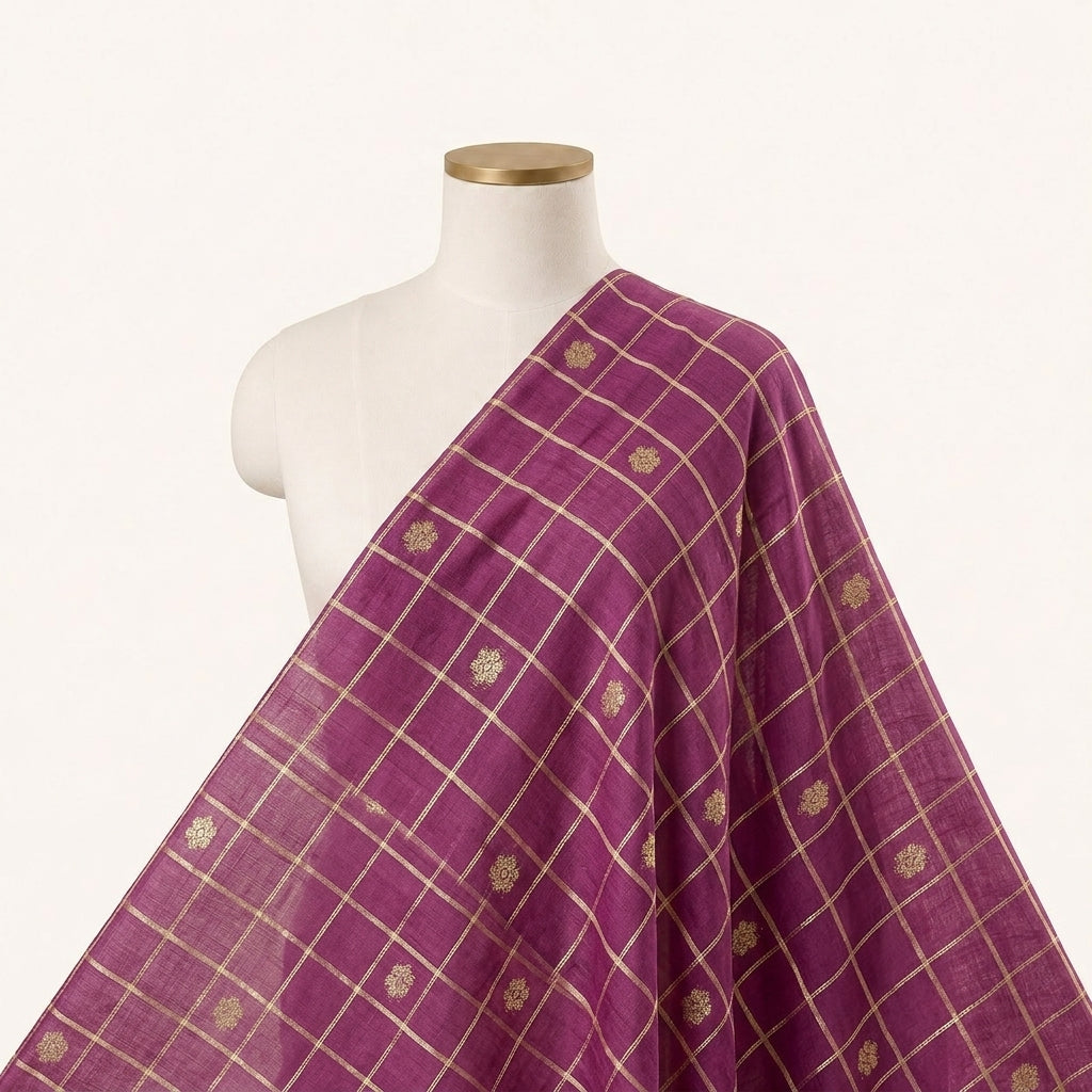 Checked Chanderi Cotton Fabric