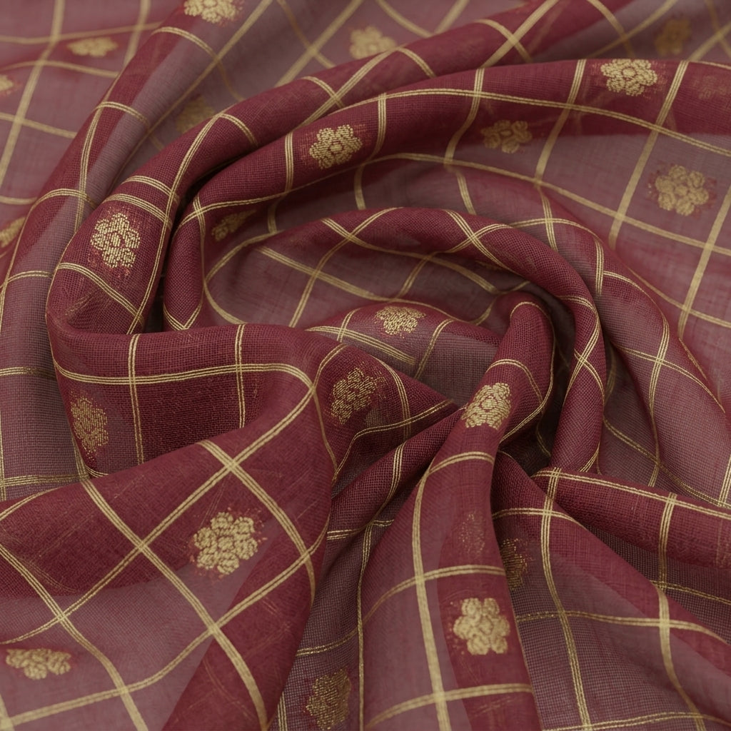 Checked Chanderi Cotton Fabric
