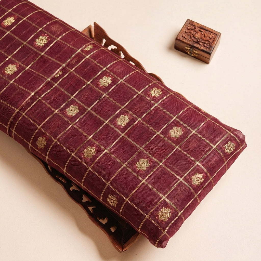 Checked Chanderi Cotton Fabric