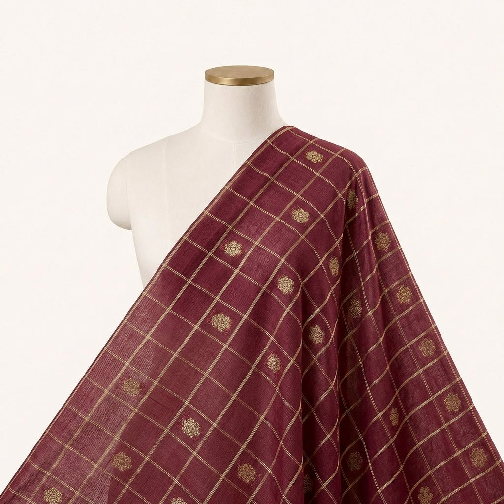 Checked Chanderi Cotton Fabric
