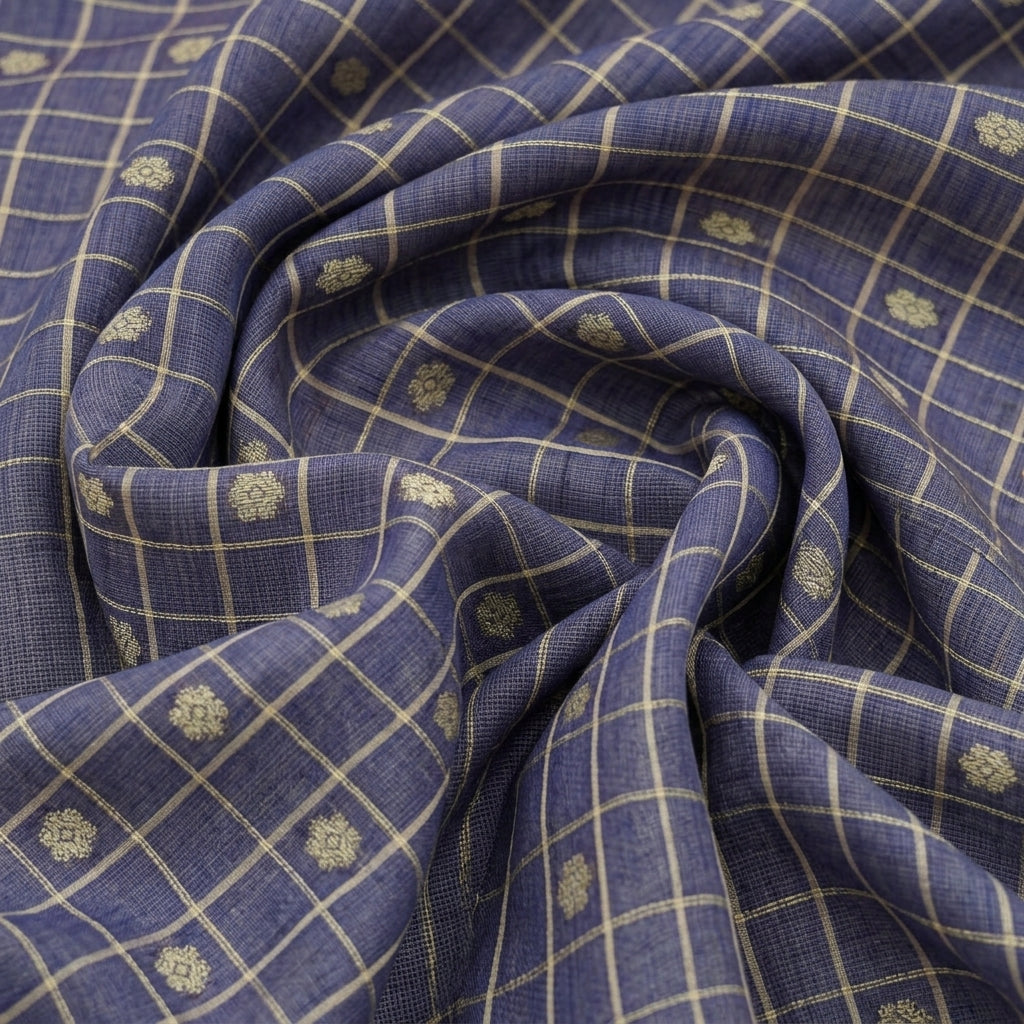 Checked Chanderi Cotton Fabric