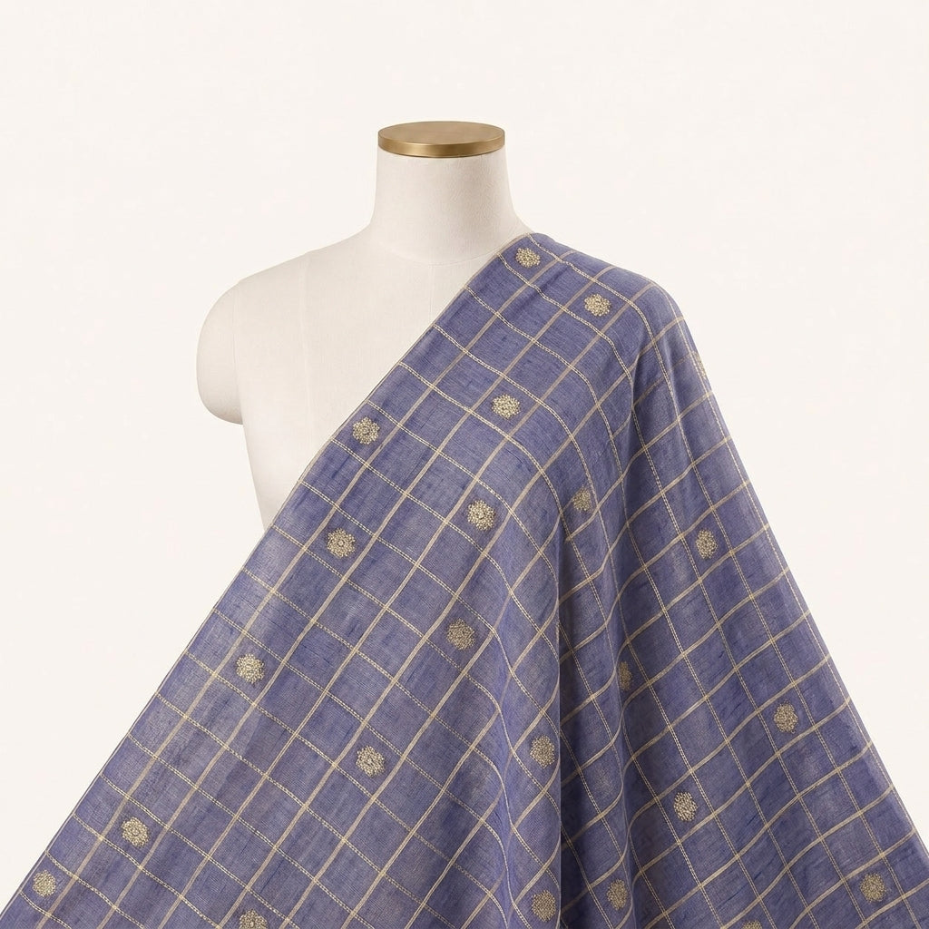 Checked Chanderi Cotton Fabric