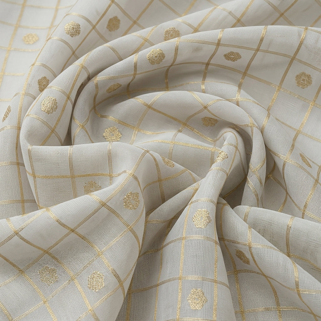 Checked Chanderi Cotton Fabric