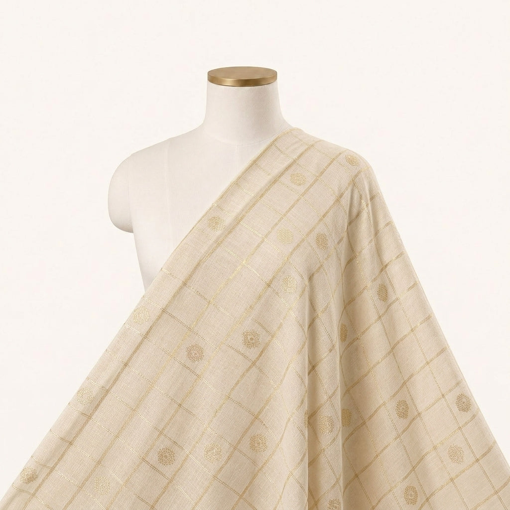 Checked Chanderi Cotton Fabric