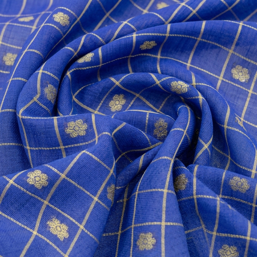 Checked Chanderi Cotton Fabric