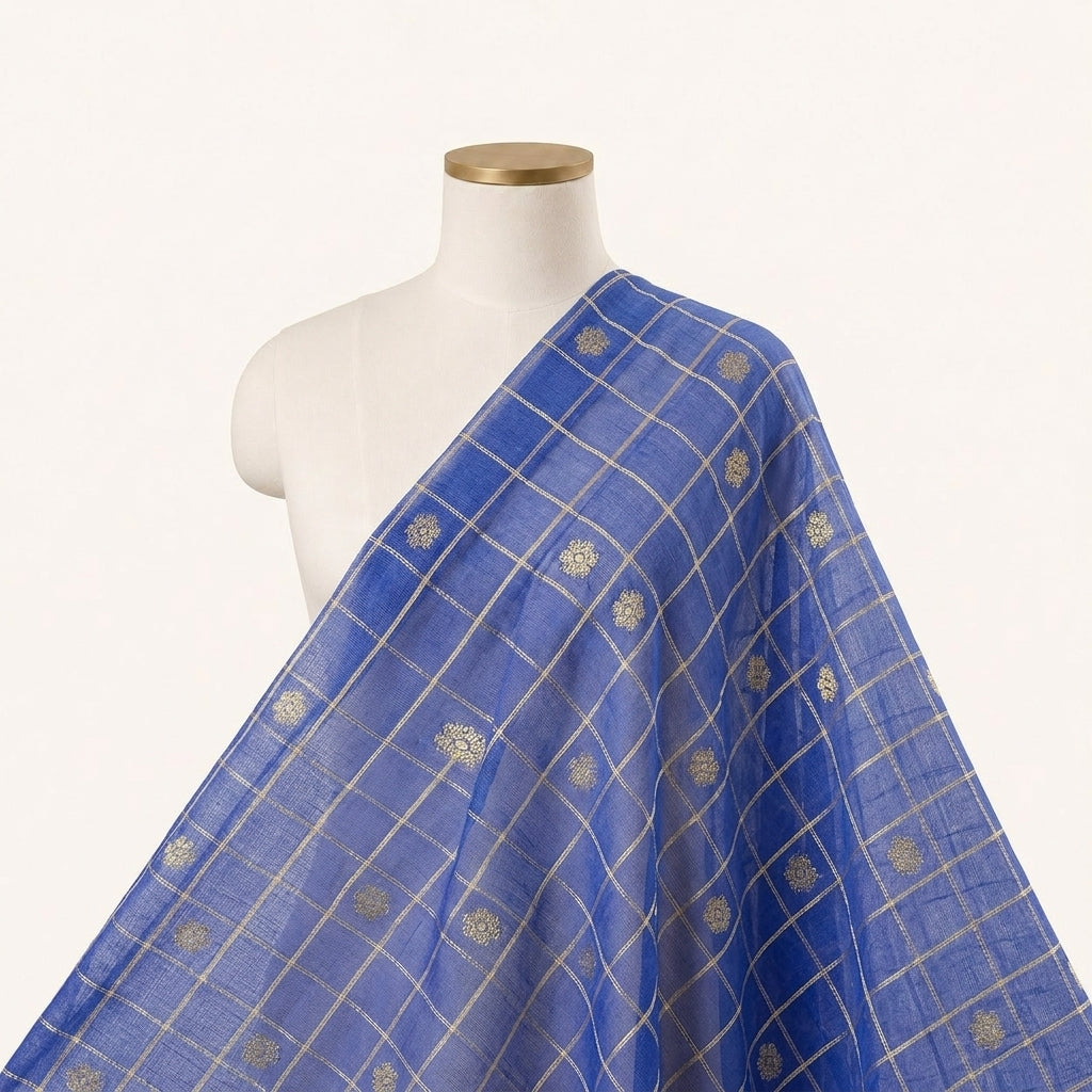 Checked Chanderi Cotton Fabric