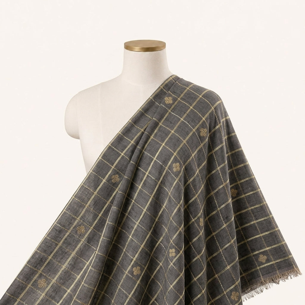 Checked Chanderi Cotton Fabric