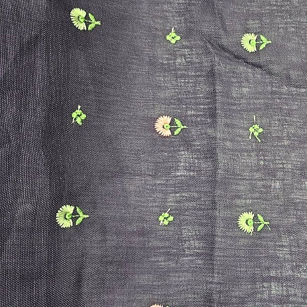 Floral Embroidery Linen Fabric