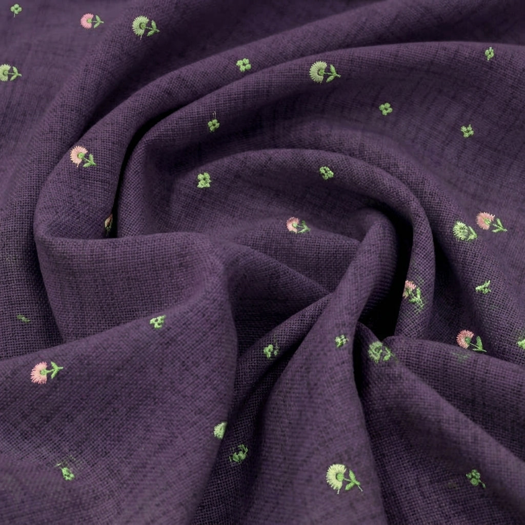 Floral Embroidery Linen Fabric