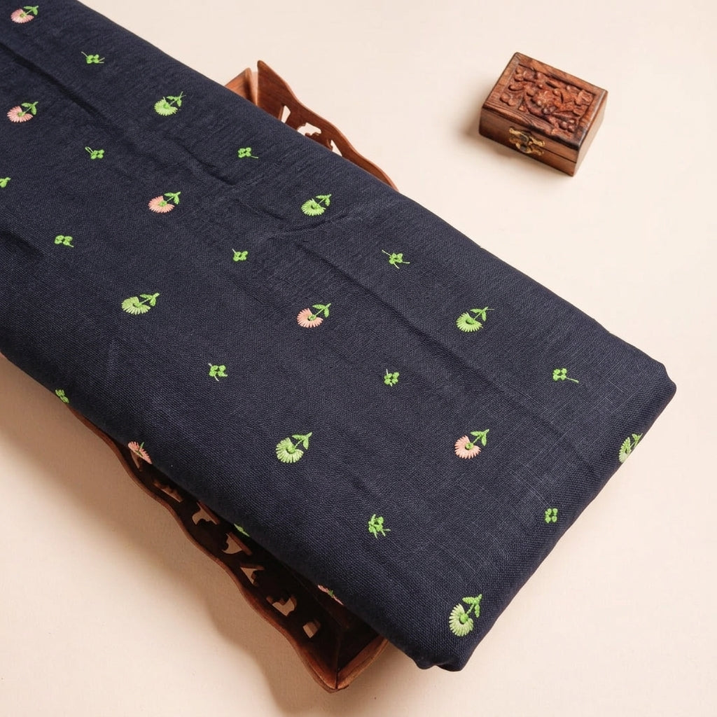 Floral Embroidery Linen Fabric