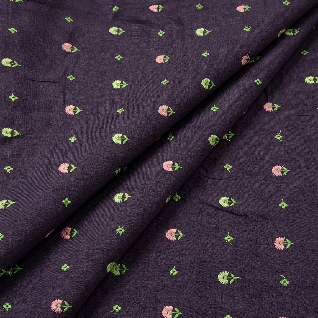 Floral Embroidery Linen Fabric