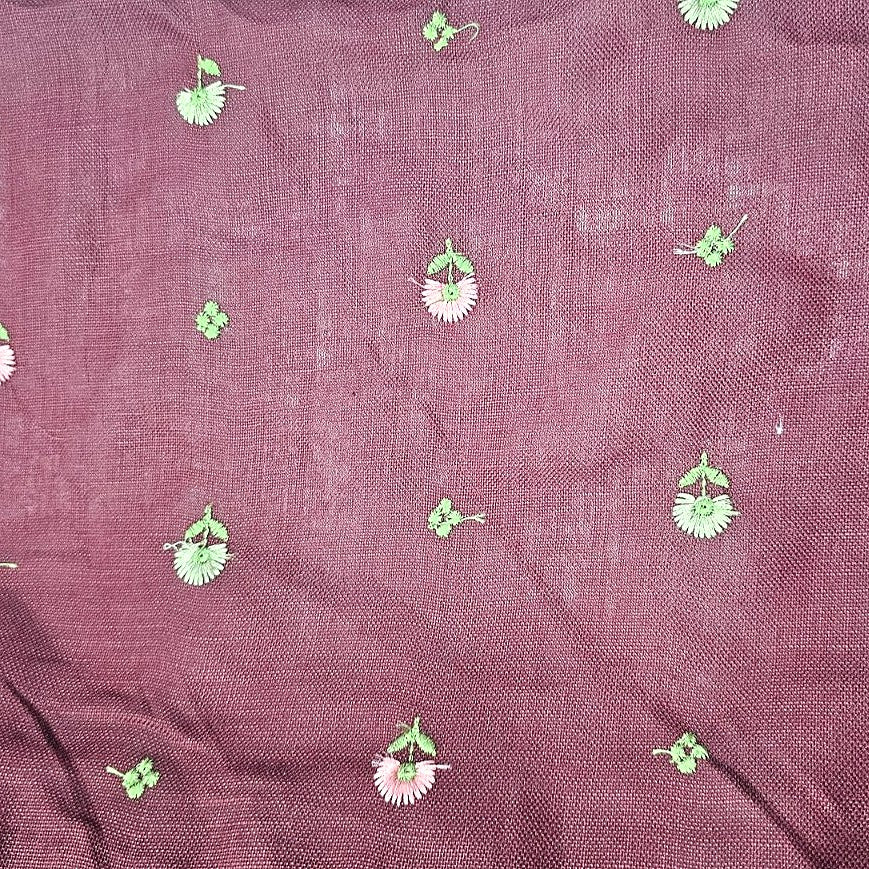 Floral Embroidery Linen Fabric