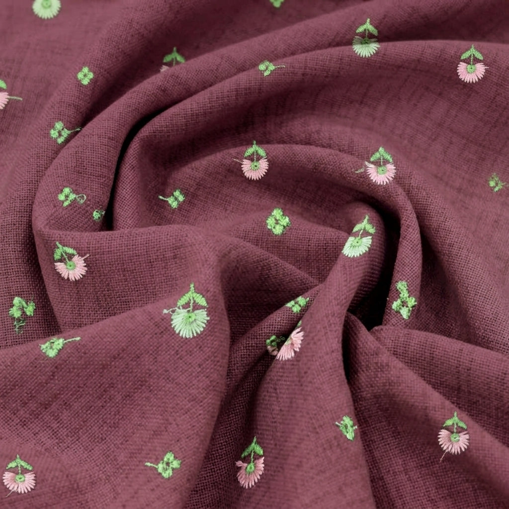Floral Embroidery Linen Fabric