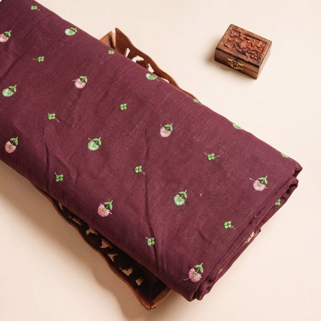 Floral Embroidery Linen Fabric