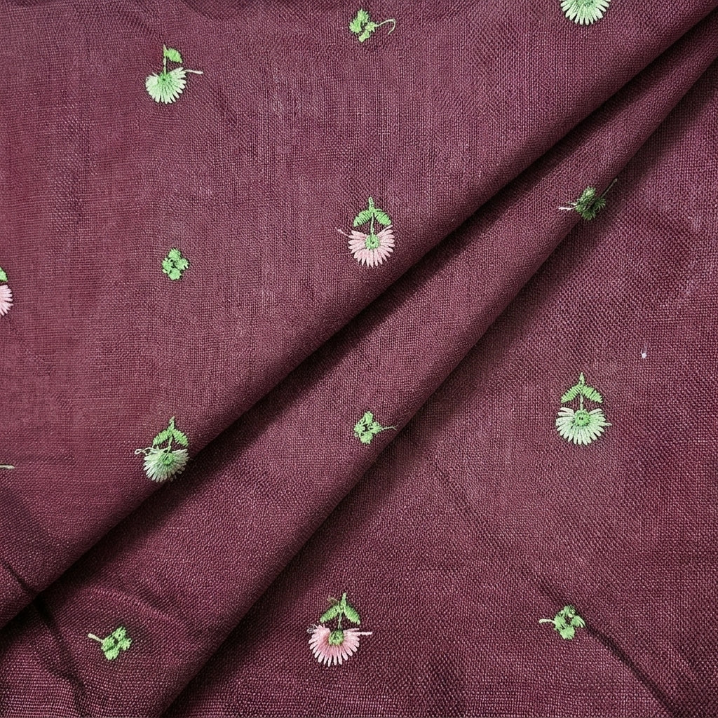 Floral Embroidery Linen Fabric