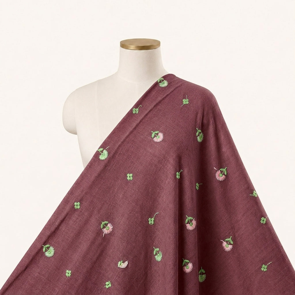Floral Embroidery Linen Fabric