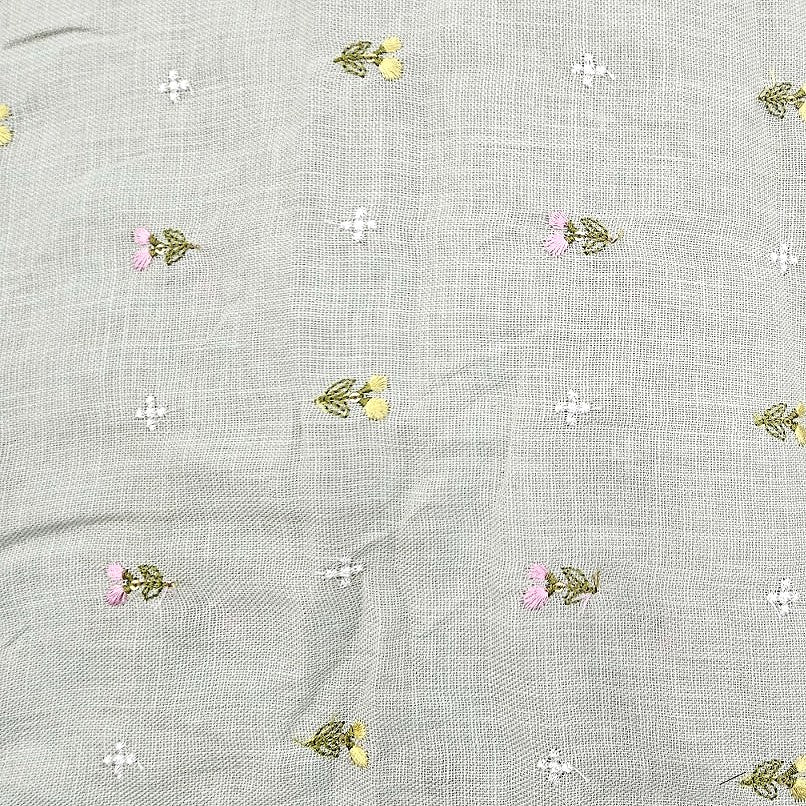 Floral Embroidery Linen Fabric