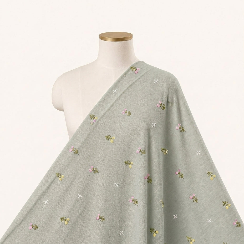 Floral Embroidery Linen Fabric