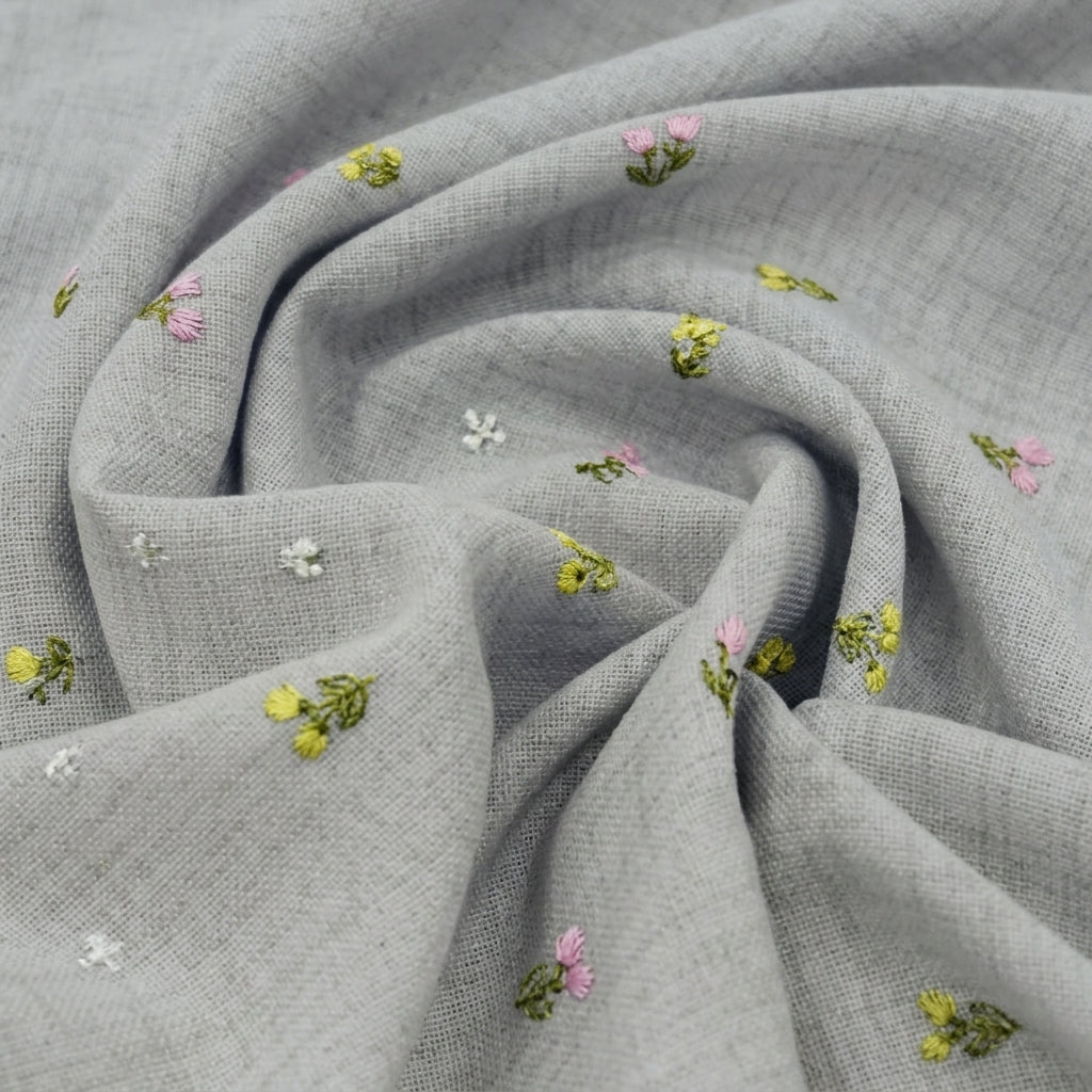 Floral Embroidery Linen Fabric