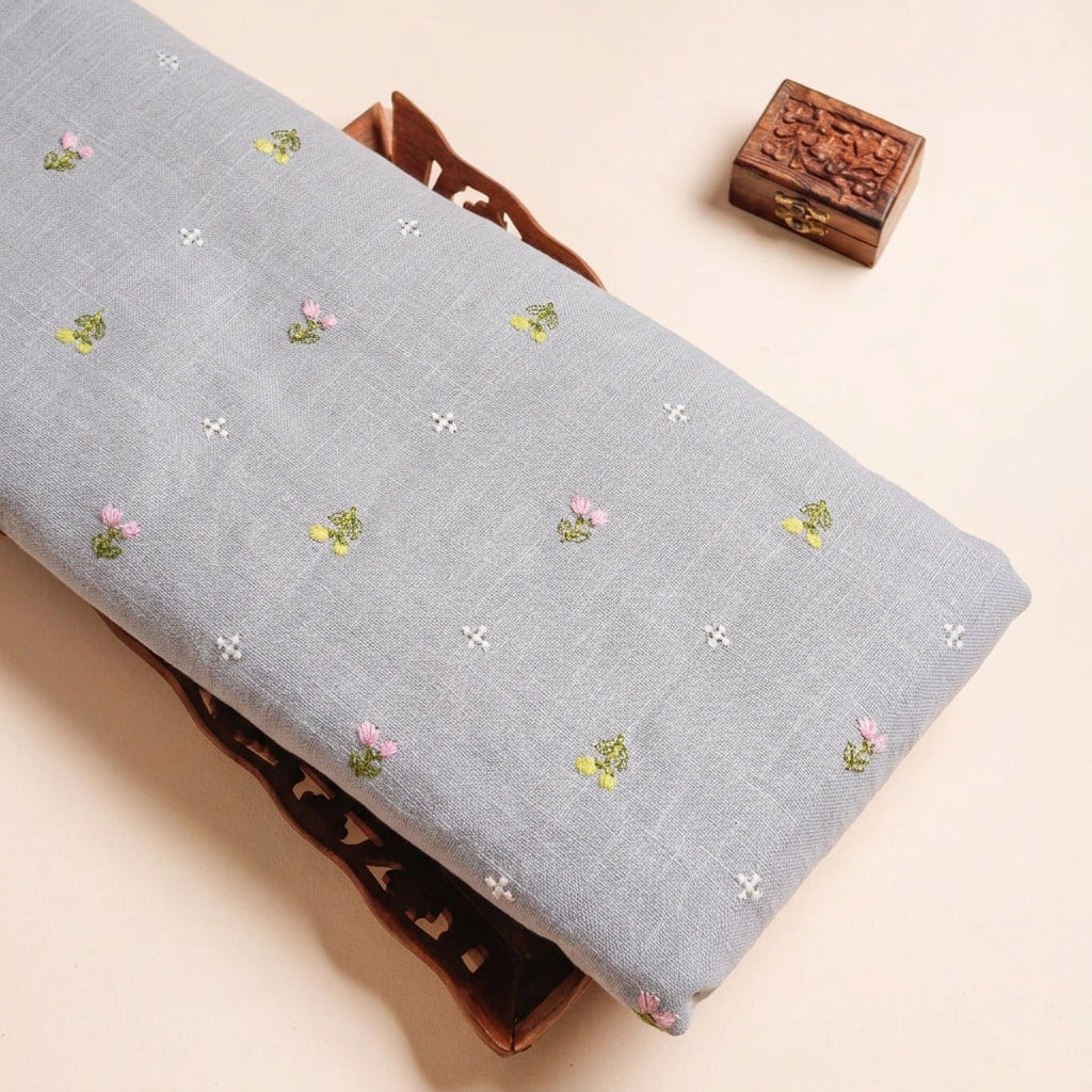Floral Embroidery Linen Fabric