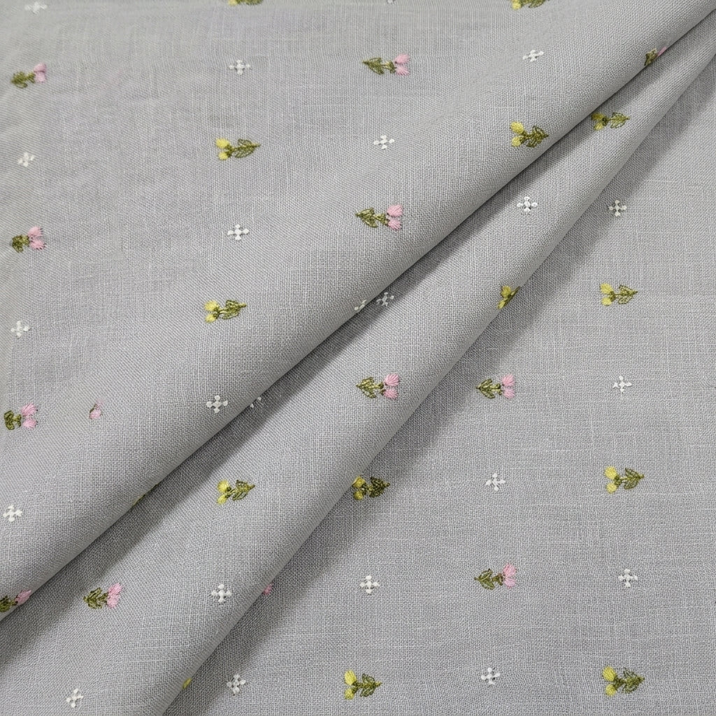 Floral Embroidery Linen Fabric