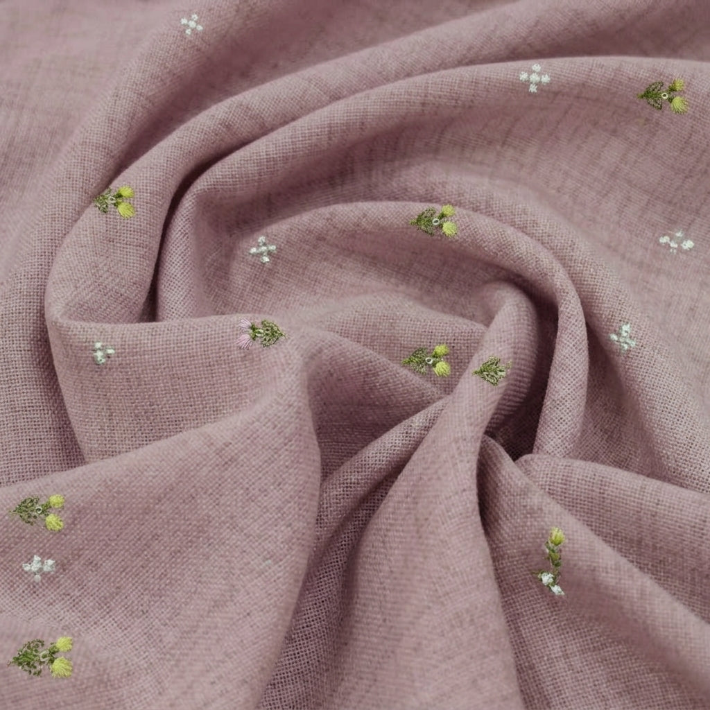 Floral Embroidery Linen Fabric