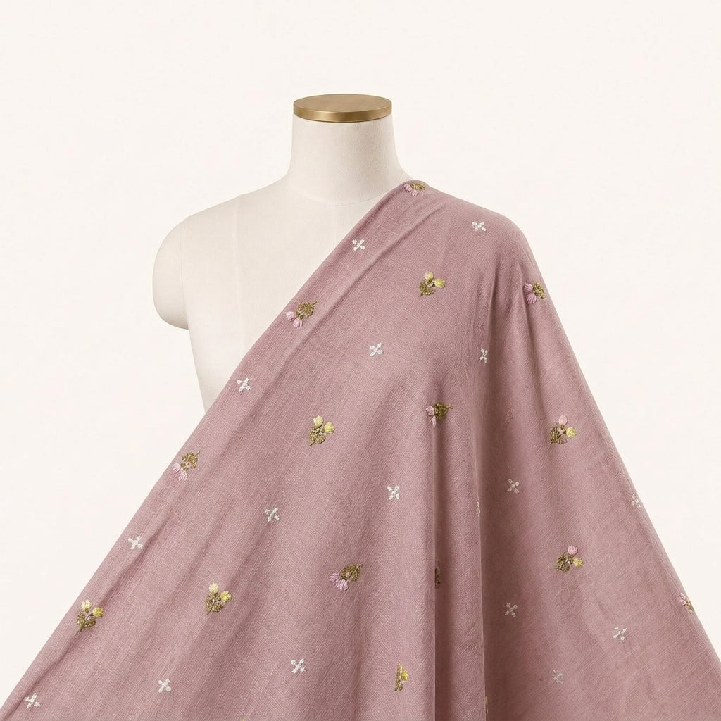 Floral Embroidery Linen Fabric