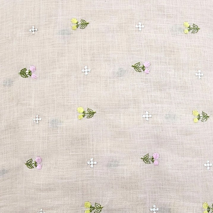 Floral Embroidery Linen Fabric