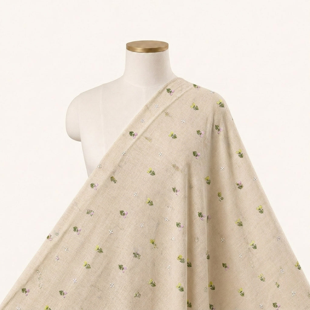 Floral Embroidery Linen Fabric