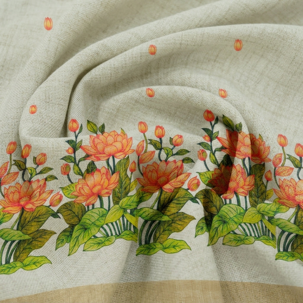 Floral Chanderi Cotton Fabric