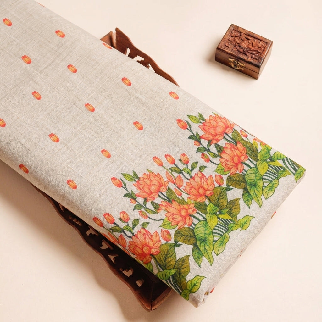 Floral Chanderi Cotton Fabric