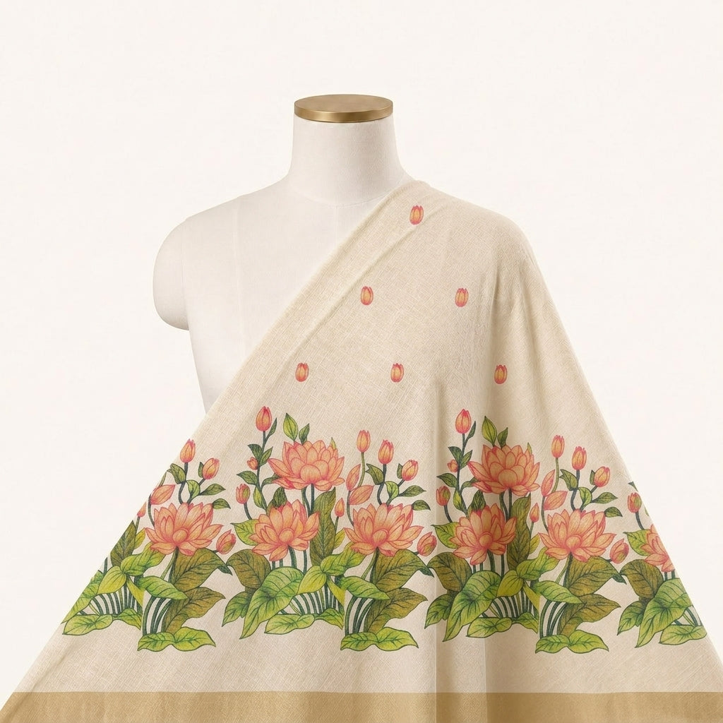 Floral Chanderi Cotton Fabric