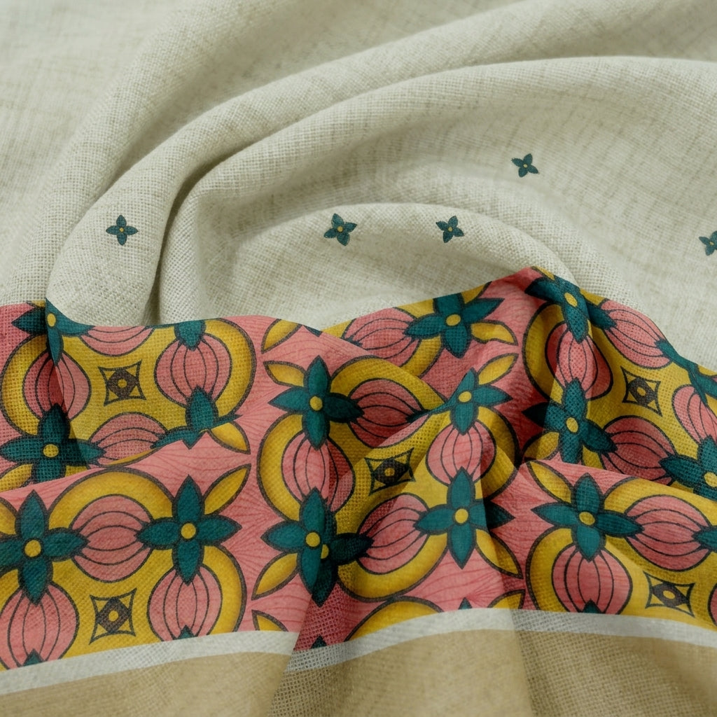 Cream Chanderi Cotton Fabric - EC17067