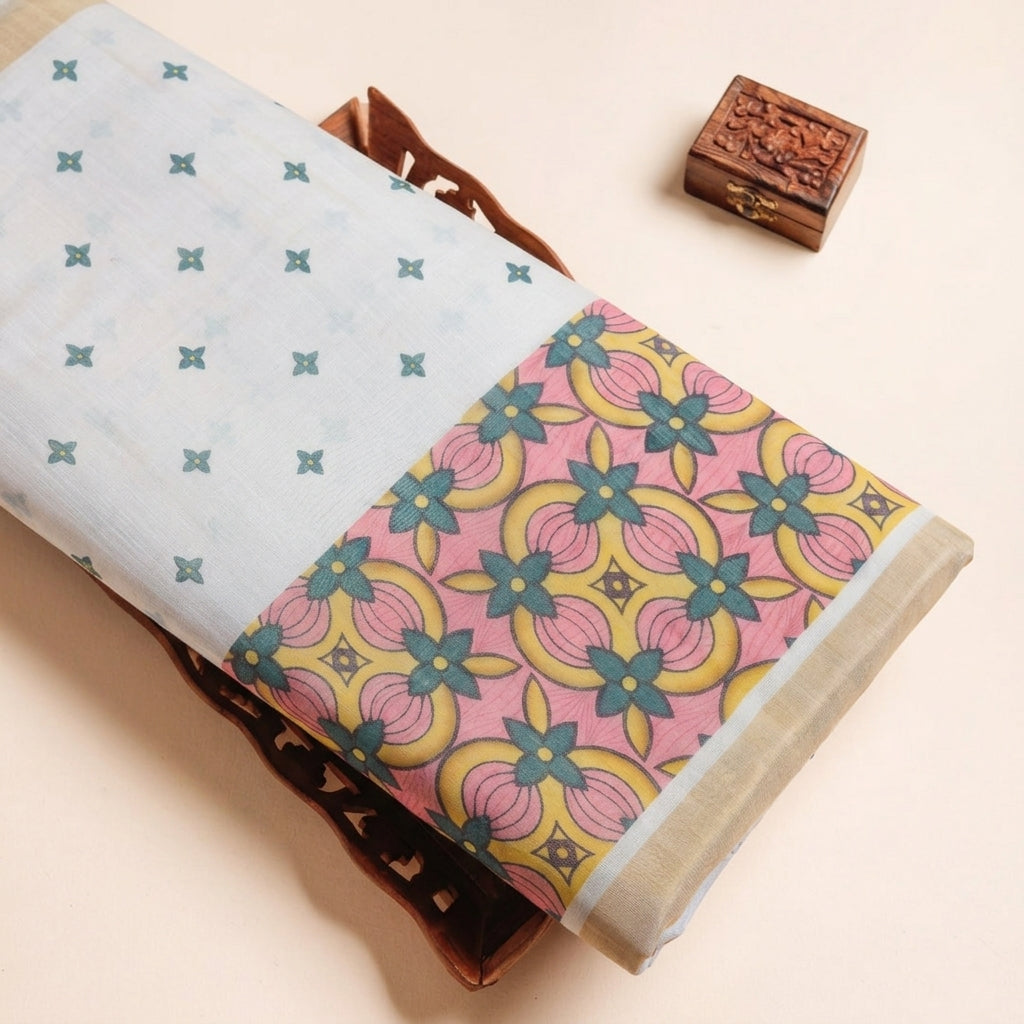 Cream Chanderi Cotton Fabric - EC17067