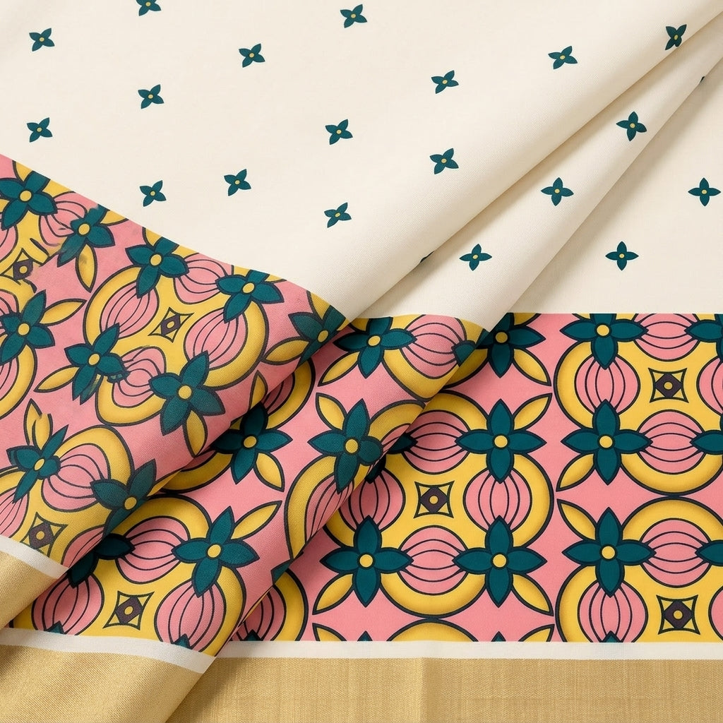 Cream Chanderi Cotton Fabric - EC17067