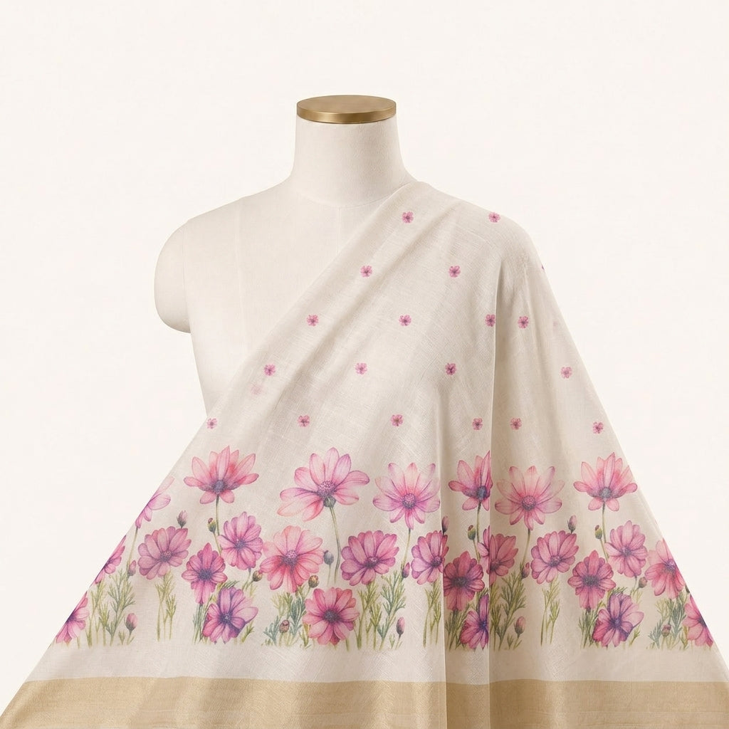 Floral Chanderi Cotton Fabric