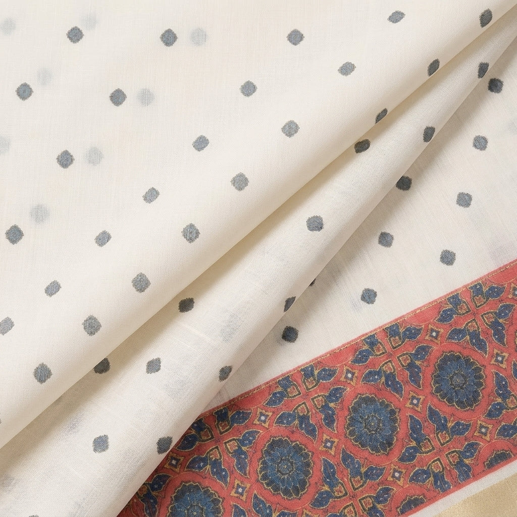 Cream Chanderi Cotton Fabric - EC17071 – folded view