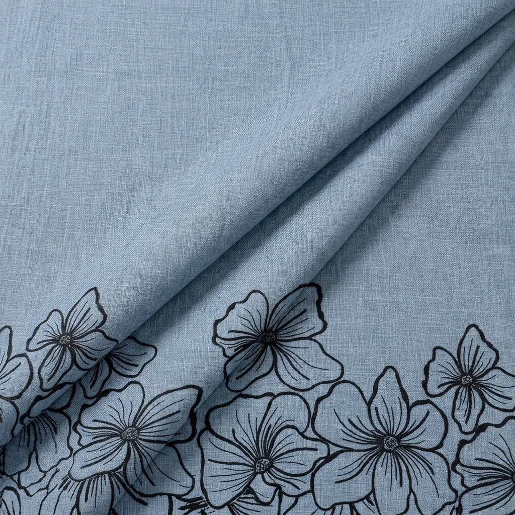 Floral Embroidery Linen Fabric