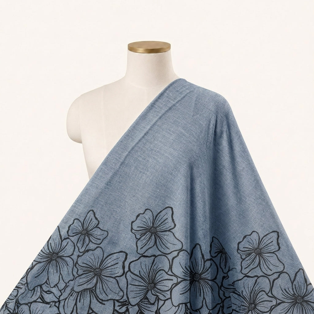 Floral Embroidery Linen Fabric
