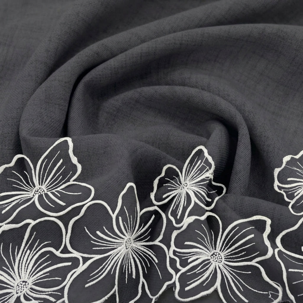 Floral Embroidery Linen Fabric