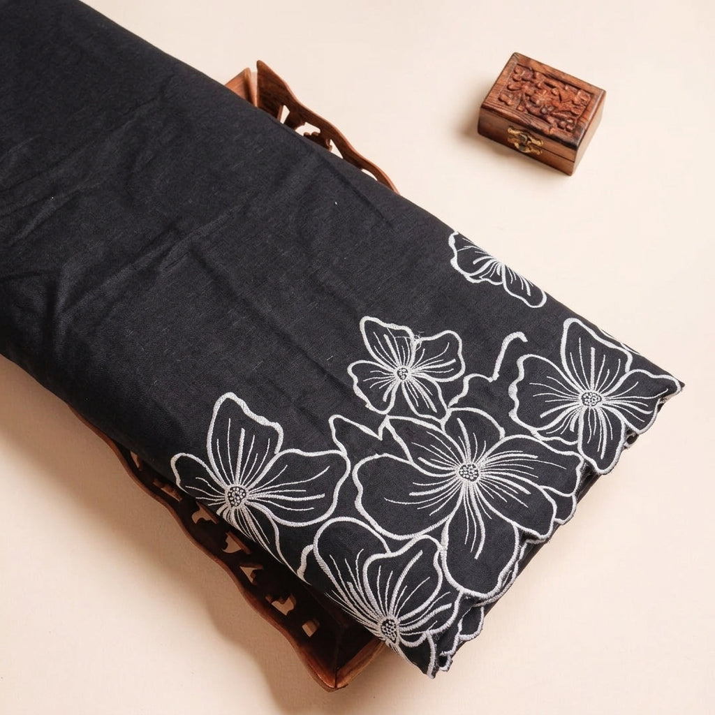 Floral Embroidery Linen Fabric
