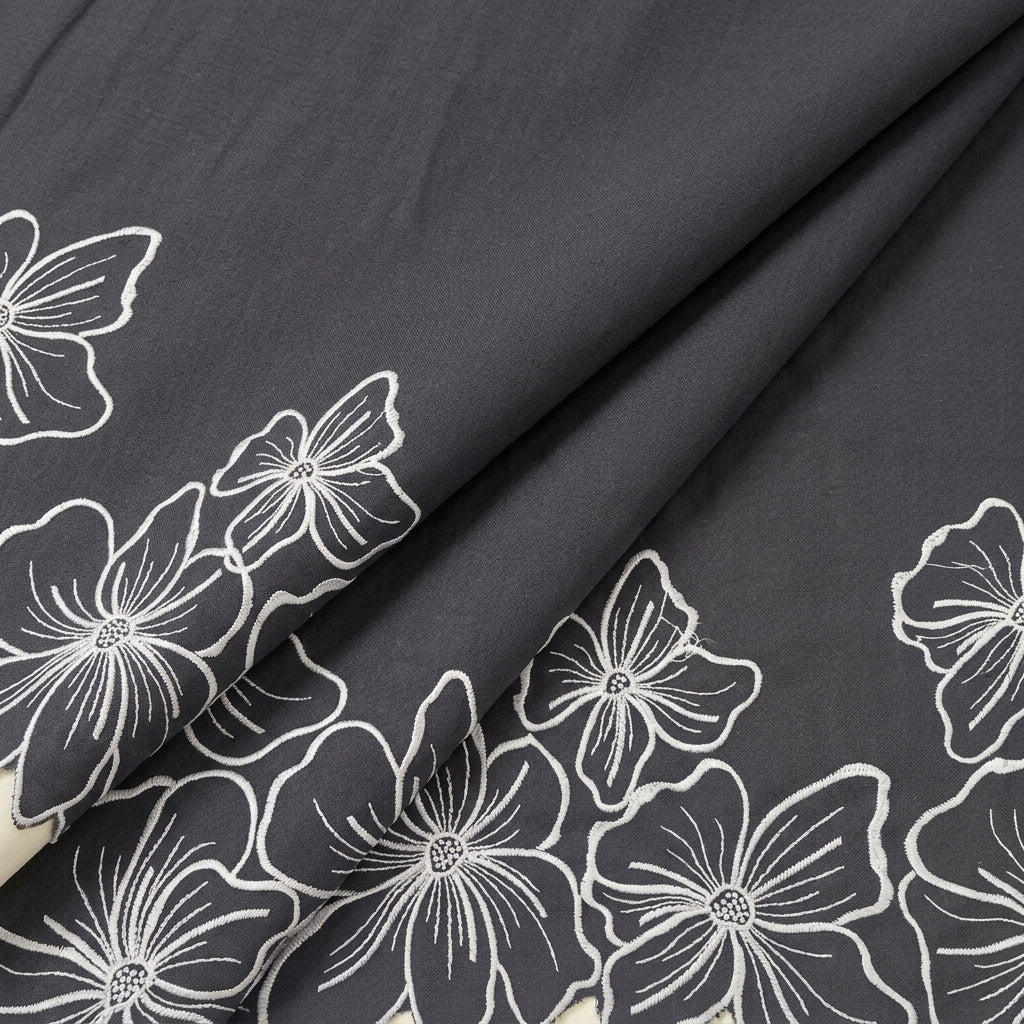 Floral Embroidery Linen Fabric