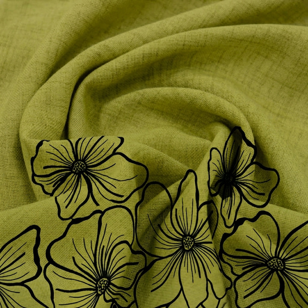 Floral Embroidery Linen Fabric