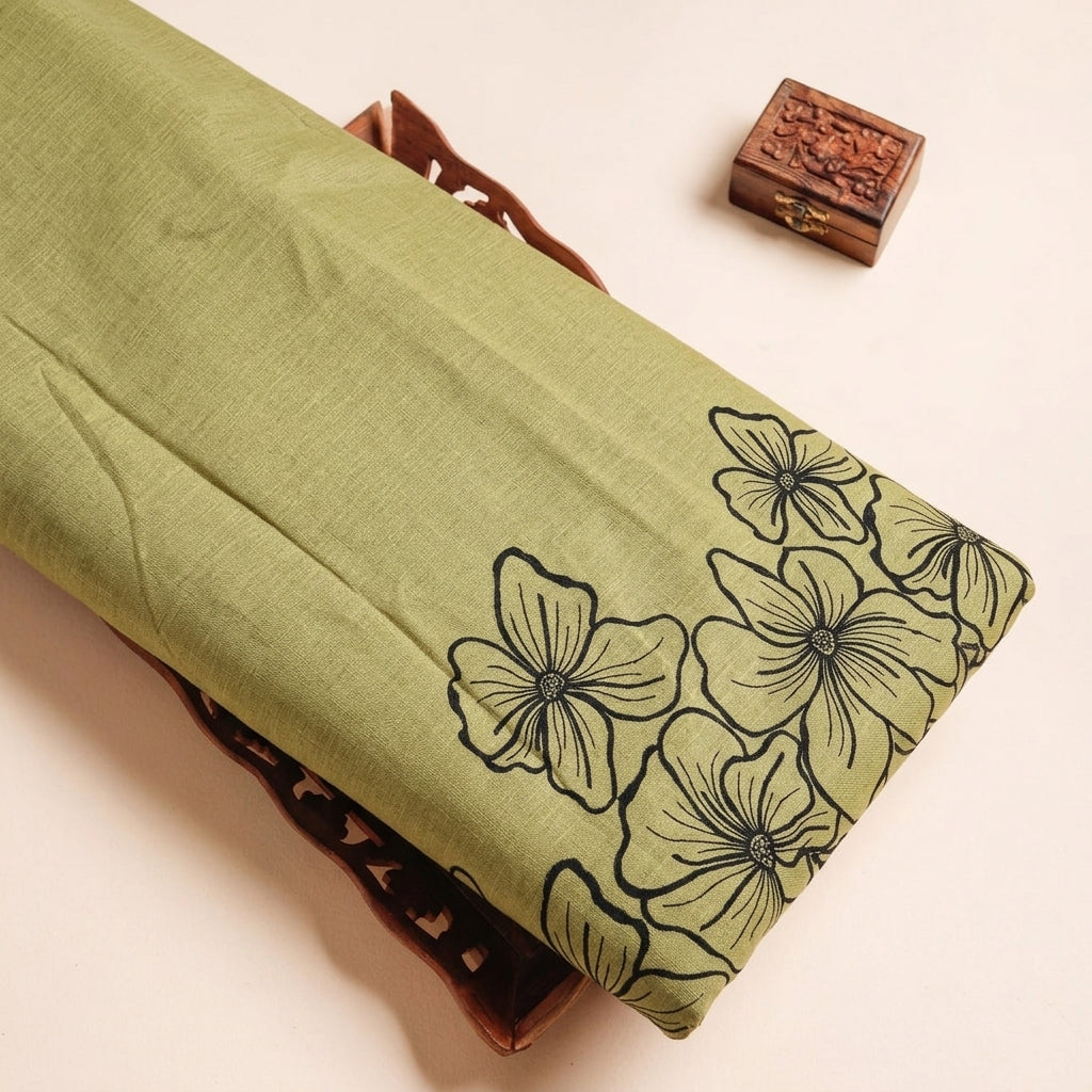 Floral Embroidery Linen Fabric